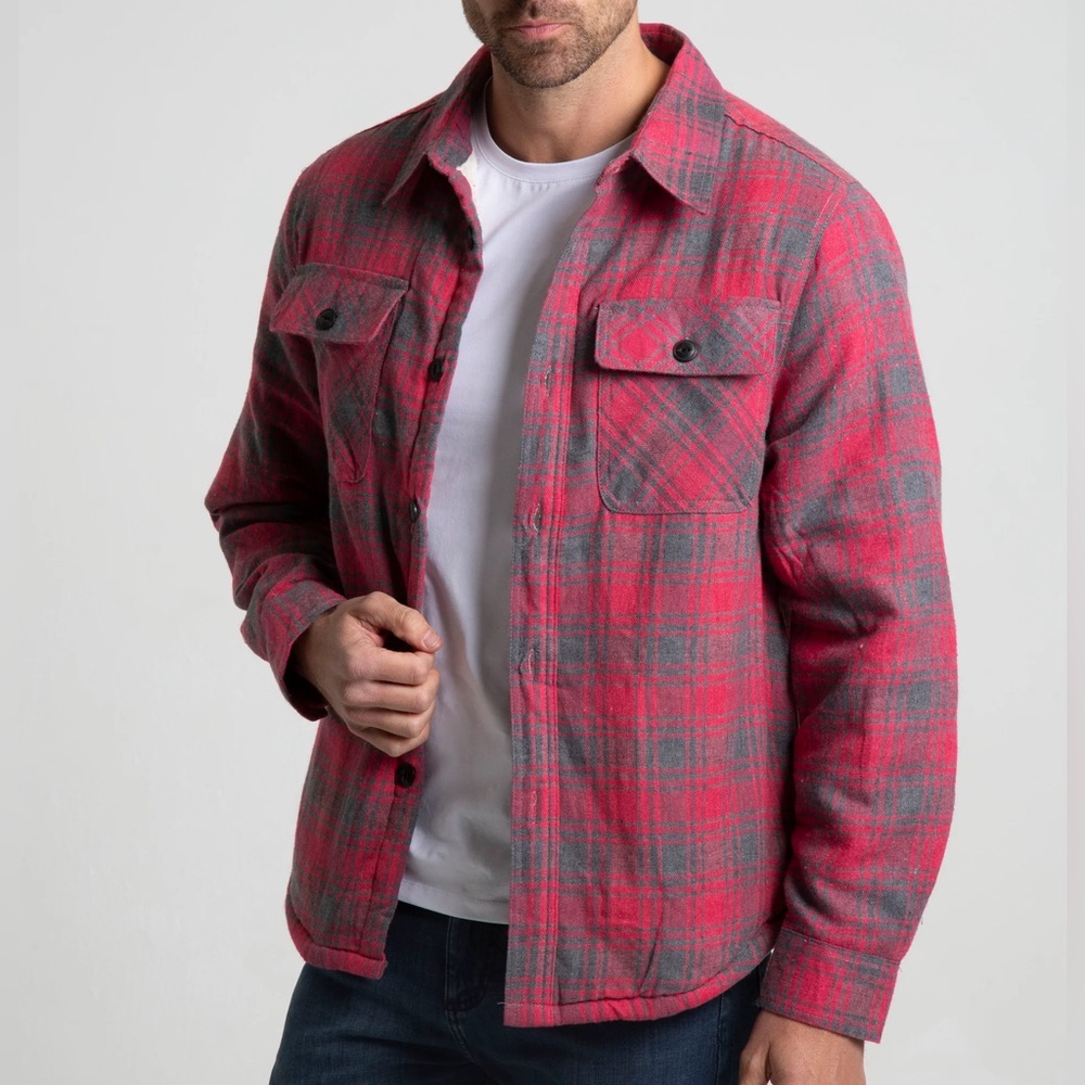 Jachs Red and Gray Cotton Flannel Shirt